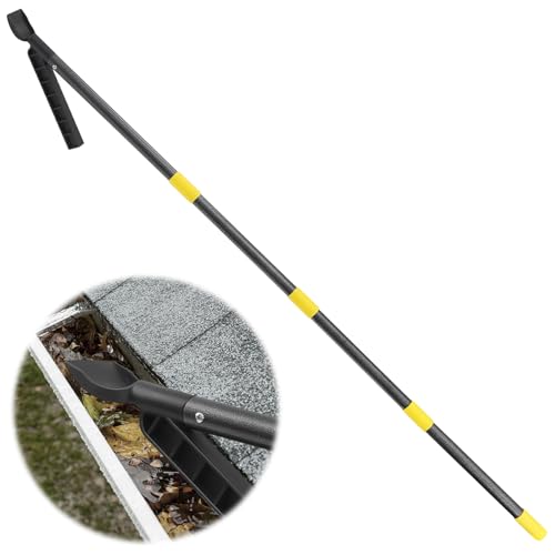 Dachrinnenreinigungswerkzeug mit 235 cm ausziehbarer Stange, Regenrinnen-Reinigungswerkzeug, Dachrinnen-Reinigungslöffel und Schaufel