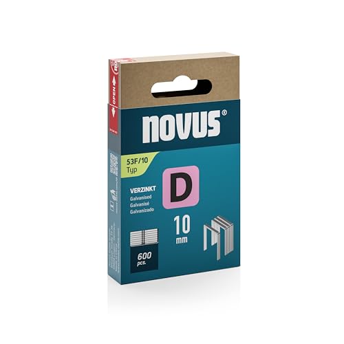 NOVUS TOOLS Flachdrahtklammern 10 mm, 600 Tacker-Klammern vom Typ 53F/10, Schiebeschachtel, Heftmittel für Folien und Pappe