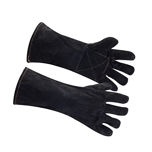 Sporting Style Tierhandschuhe, bissfest, Kevlar-verstärkte Lederpolsterung für Hunde, Katzen, Kratzer und Vögel, Falkenhandschuhe, Greifen, Reptilien, Eichhörnchen, Schlangen, 16IN, schwarz