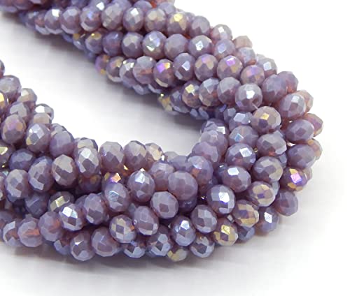 120 Stück Tschechische Böhmische Kristallperlen 4mm Tschechische Perlen CZ Glasschliffperlen Facettierte Rondelle Kügelchen Glasperlen, 1 strang (Lila Opak)