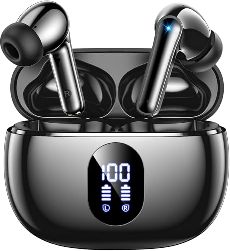 ZZU Bluetooth Kopfhörer,In Ear Kopfhörer Kabellos Bluetooth 5.3 mit HiFi Stereo,4 ENC Noise Cancelling Mic 48 std Spielzeit LED-Anzeige,IPX7 Ohrhörer mit AI für iPhone Android Arbeit und Studium
