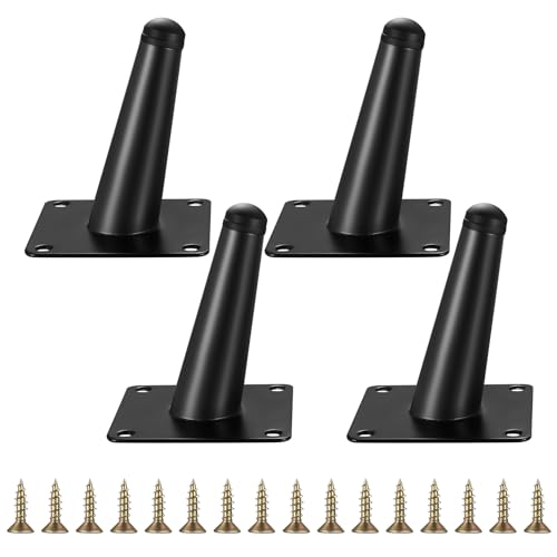 Möbelfüße, 4 Stück Schräge Möbelfüsse, Möbelbeine, Metall Schwarz Tischbeine, Metallschrankbeine, Möbel Füße, für Sofas, Tische, Lehrstuhl, Schrankfüße, Fernsehschrank - 10cm Höhe(Neigung-10CM)