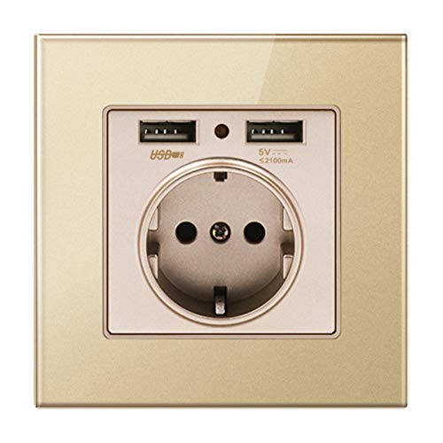 Queen.Y Einzelsteckdose mit USB,250V 16A Wandsteckdose Unterputzdose mit Zwei USB- Ladeanschlüssen,Unterputz Wandsteckdose