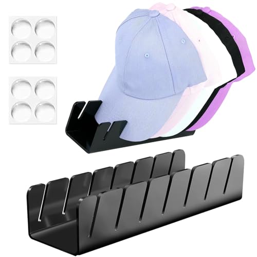 Rcbzzp 2 Stück Acryl Kappenhalter, Acryl Kappen Organizer, Baseballkappen Organizer, Desktop Cap Halterung, Cap Halter, fur Kleiderschränke, Kommoden und Wände (Schwarz)