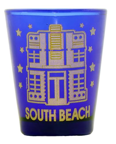 South Beach Verre à liqueur Motif Floride Bleu Cobalt