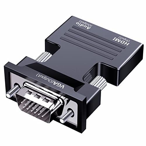 SZJUNXIAO HDMI auf VGA Adapter 1080P HDTV mit Audio Übertragung Konverter, HDMI zu VGA Adapter mit 3,5mm Audioan schluss HDMI Buchse zu VGA Stecker für PC, Laptop, Monitor, Beamer UVM