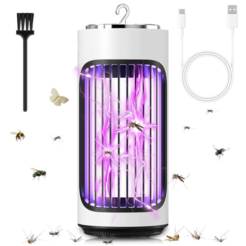 Insektenvernichter Elektrisch, Mückenlampe 2025 NEU Mückenfalle elektrisch Insektenfalle mit UV-Lampe,Wiederaufladbar Mückenabwehr Fliegenfalle für Insekten Lampe für Mücken, Motte, Fliegen