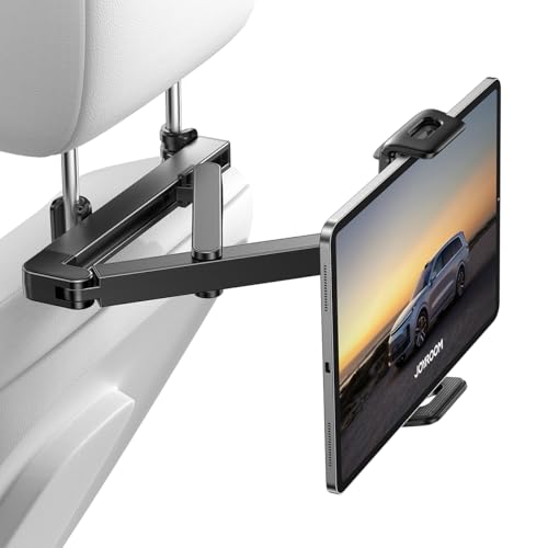 JOYROOM Tablet Halterung Auto [Stabilisierende dreieckige Struktur] iPad Halterung Auto mit Doppeltem Gestänge Klapparm Tablet Halterung Auto Kopfstütze für iPad/Switch/Phone 4.7-13 Bildschirm Geräte