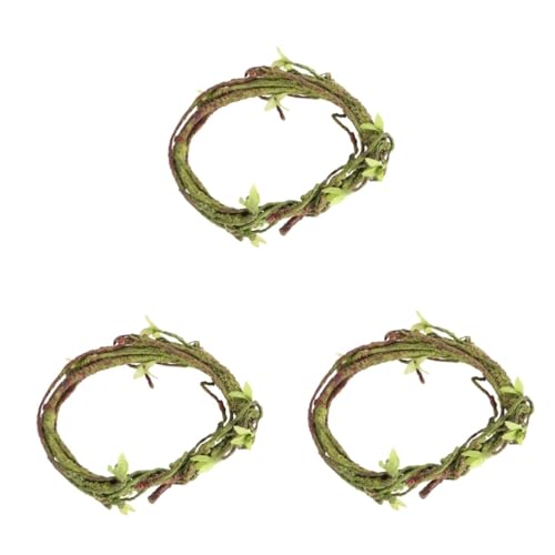 VILLFUL 3st Hängende Rebe Pflanze Verlässt Garland Girlande Terrarien Schlangenzweige Für Vivarium Reptichip Spielzeug Für Haustiere Gecko-Zweig Schildkröte Biegsame Ranken Reptil