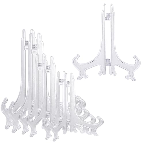 JJUNW Acryl Ständer, 6Stück Acryl Kartenständer, Kunststoff Tellerständer 3Größen Transparenter Acryl Staffelei Halter Verstellbar Dekotellerhalter Tellerständer für Anzeigen Karten(3.9in/5.9in/7.9in)