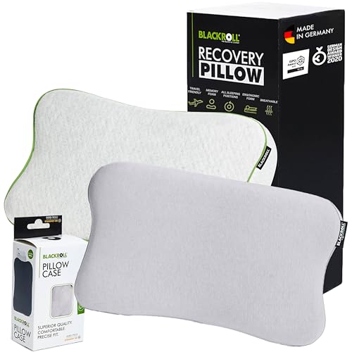 BLACKROLL® Recovery Pillow Set Jersey Hellgrau, ergonomisches HWS Nackenkissen aus Memory-Foam inkl. Zusätzlichem Bezug- Made in Germany