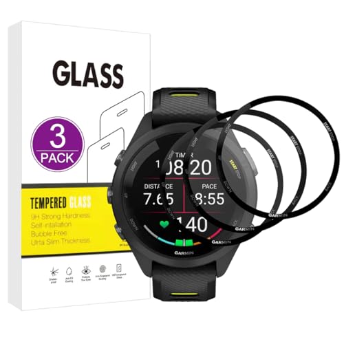 E-Hamii Displayschutzfolie kompatibel mit Garmin Forerunner 265S,[3 Stück][3D Curved Full Cover][Kratzfest, High Definition] Schutzfolie für Garmin Forerunner 265S