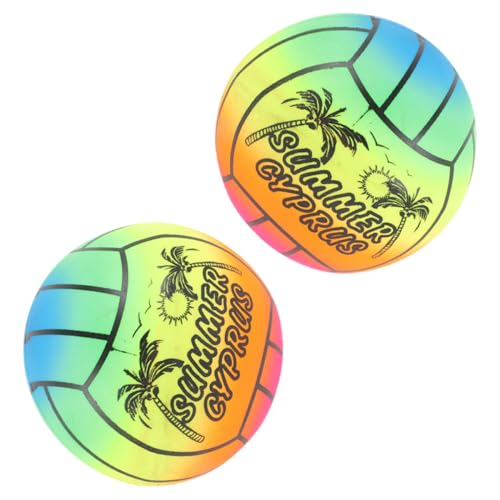 ibasenice 2St Regenbogen-Volleyball aufblasbarer Volleyball PVC Volleyball Kinderball Strand sprengen motorisierter Poolschwimmer Hüpfball für Kleinkinder aufblasbarer Ball