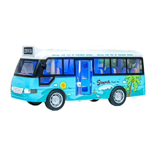 Fenteer Stadtbus, Spielzeugbus mit Geräuschen und Lichtern, mit Lichtern, Simulations-Trägheitsspielzeugfahrzeug, Modellauto-Spielzeug für Jungen, Blau