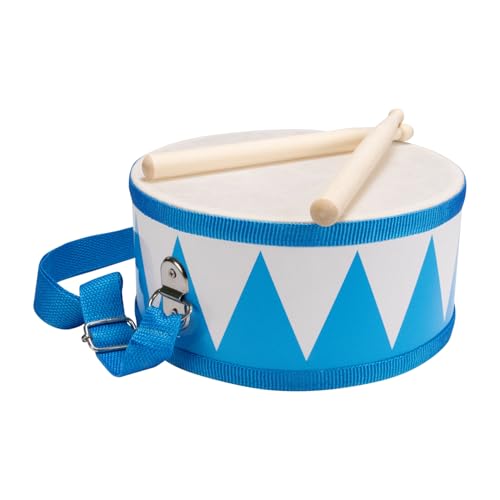 Trommel für Kinder blau-weiss Musikinstrument aus Holz mit Trageriemen und Sticks D: 20 cm- 3845