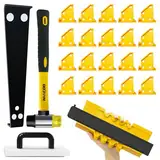 Laminat Verlegeset,laminat werkzeug,Professionelle Vinyl Bodenbelag Werkzeuge-Schlagklotz, 10 "Konturmessgerät, Pull-Bar, 2 in 1 Bodenabstand, Hammer