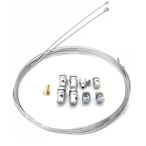Lohill 2 Stück 2M Motorrad Universal Seilzug Universal Reparaturset Bowdenzug Gaszug Schaltzug Kupplungszug Fahrrad Roller Mofa Moped mit 9x Nippel für Fahrrad Roller Mofa Moped