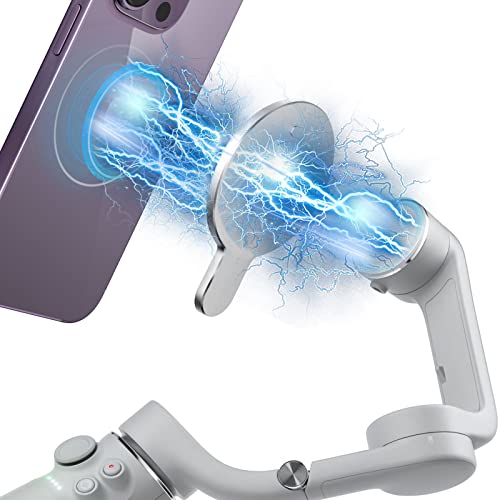 imluckies Magnetische Ring Handyhalterung für Gimbal Stabilisator, Kompatibel mit DJI OM 7P 7 / OM 6 / OM 5 / OM 4 SE/OM 4, Magnet Klammer Halterung für Magsafe Zubehör, Tragbar Magnethalter, Silber