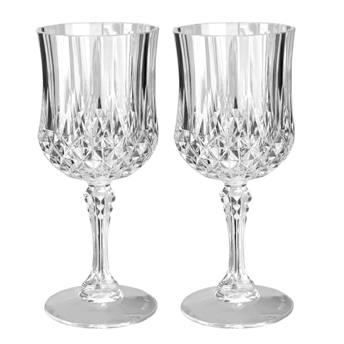Ideen mit Herz Weingläser in Kristalloptik | 200 ml Kunststoff-Glas | Picknick | für unterwegs | bruchfest | Ø 7cm | 16,7 cm hoch | transparent | lebensmittelecht (2 Stück, 200, milliliter)
