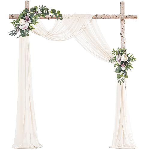 Ghope Hochzeitsbogen Vorhang Querbehang Transparente Tüll Hochzeits Hintergrund Vorhang Kulissenvorhänge Hochzeitsbogen Gardinen Dekoration für Fotografie Party Hochzeit Torbogen Zeremonie