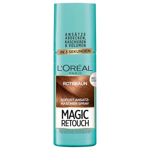 L'Oréal Paris Ansatz-Kaschierspray für stufenlose und natürliche Übergänge, Kaschiert Ansätze bis zur nächsten Haarwäsche, Magic Retouch, Rotbraun, 1 x 75 ml