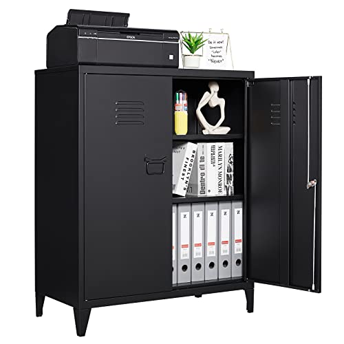 Sightlife Aktenschrank Abschließbar, Mehrzweckschrank Metallschrank Werkzeugschrank aus Stahl Büroschrank mit 2 Türen Werkstattschrank Kleiner Schrank Aufbewahrungsschrank Ordnerschrank