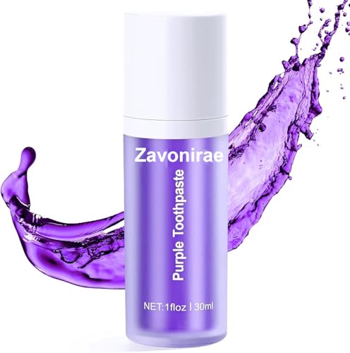 Lila Zahnpasta für Zahnaufhellung, 30ML Purple Teeth Whitening Toothpaste, Farbkorrektor Zahnpasta, Zahnfleckenentfernung, Tiefenreinigung, Whitening Zahnpasta, Zahnschmelzschutz, Frischer Atem