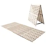 EMOOR Falttyp Latten Futonbett Einzel Größe (96 x 197 cm), Franco-Tower für Japanische Boden-Futon-Matratze, Holz Paulownia Boden Unlackiert Natürlich Schlafbettwäsche Gäste Tatami-Matte