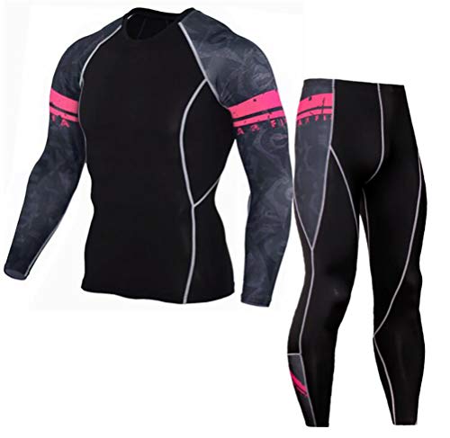 LucaSng Herren Sport Laufen Kompressionshemd Yoga Athletic Outfit Langärmlige Lederhose FitnessAusbildung Fitnessstudio Kleidung Yoga Anzüge Trainieren Ausbildung Ausbildungsanzüge (5,L)