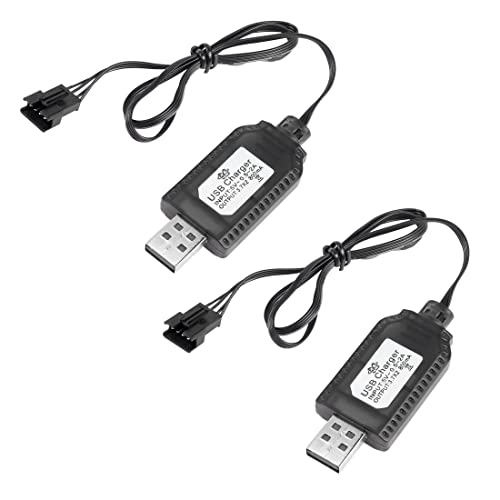 YACSEJAO 2 Pack 7.4V USB Ladekabel mit SM-4P Stecker für LiPo Akku RC Modellfahrzeug Buggy Auto LKW Boot