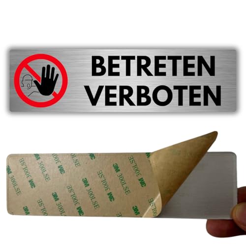LEIASA | Selbstklebendes Schild Verbotener Zutritt - 5x18 cm - Dicke 0,8 mm - Aluminium - Aufdruck: Zugang eingeschränkt - Symbol: Verbotene Zone - 3M Klebeaufkleber Zutritt verboten - Kein Zutritt