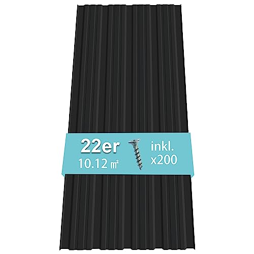 Thanaddo 22er Set Profilblech Trapezblech mit Schraube Blech Metall Dachblech Dach Platten Stahlblechdachplatten 10.12m²