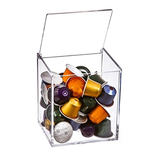 D‘CASA - Kapselhalter aus Acryl, Transparent, für 13 Dolce Gusto-Kapseln oder 40 Nespresso-Kapseln