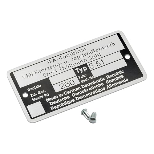 Set Rahmenplakette, Typenschild für S51 - mit 2x Kerbnagel Ã˜2,5x5mm