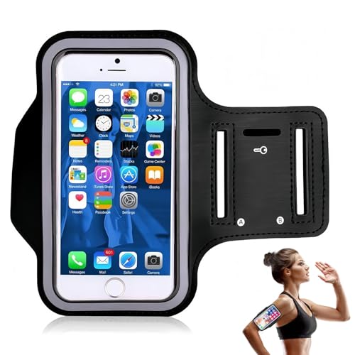 ZWWOGE Joggen Sportarmband Handytasche Joggen Running Joggen Zubehör Fitnessstudio Zubehör- Handyhalterung Arm mit Airpods Tasche für MP3-Player/iPhone 16/15/14/13 Pro Max Galaxy S24+/S23+/S22/S21(7")