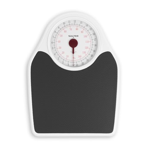 Salter 145 BKDR Personenwaage mechanisch - Analoge Körperwaage, Badezimmerwaage, max 150kg, Rutschfest, einfach ablesbare Anzeige, keine Batterien, Genaues Wiegen - kg/st/lbs, Zeitloses Retro-Design