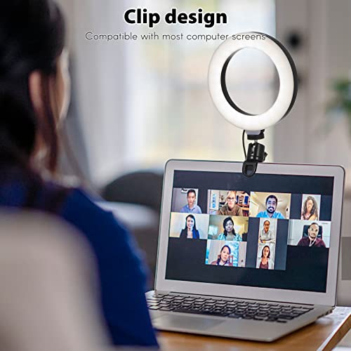 USB -dimmbare Ringlicht für Videoanrufe, Make -up, Selfies 3 Beleuchtungsmodi, 10 Helligkeitsstufen Leichtes USB Antriebslicht, Tragbar, 360 Drehung, Sogar Leicht, Einfach (2)