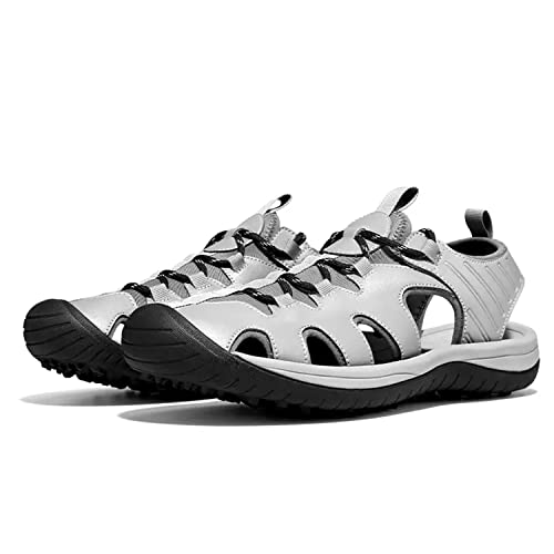 PGM Herren-Golf-Sandalen, leichte Sport-Sandalen für Herren, lässige athletische Sandalen, atmungsaktive Herren-Golfschuhe, rutschfeste Golf-Wanderschuhe für den Außenbereich, Grau, 11