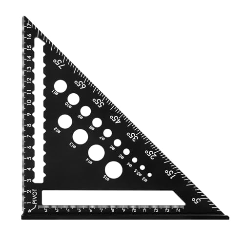 180 mm Zimmermannswinkel, Anschlagwinkel mit Tieflochmarker, mit Anschlag Metrisch Winkel Anschlagwinkel, Winkel Metall 45 90 grad, zum Präzisen Anreißen & Zeichnen