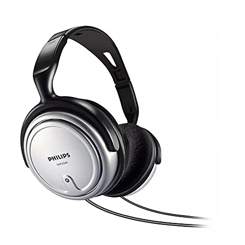 Philips Audio SHP2500/10 HiFi TV Kopfhörer (Exzellenter Sound, Geräuschisolation, idealer Sitz, Lautstärkeregler, Extralanges 6 m Kabel) silber/schwarz, Vorband verstellbar