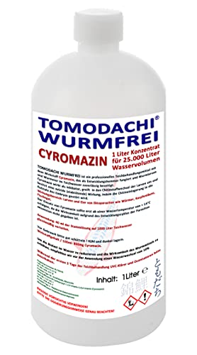 Tomodachi Wurmfrei Anti Wurmmittel, wurmfrei, karpfenlausfrei mit Cyromazin – gegen Würmer, Karpfenläuse, Fischegel im Koiteich 1 L Cyromazin Konzentrat für 25.000L Teichwasser