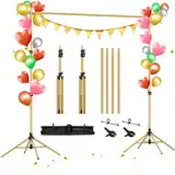 Hintergrund Ständer,ZBWW 2 x 3m Gold Vierbeiniger Verstellbares Fotohintergrund Ständer,Querstange Φ25mm Hintergrundsystem mit 4 Clips und Tragetasche für Fotostudio,Parties und Hochzeiten