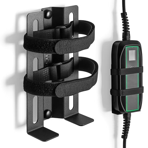 etterr Ladestation für Elektroauto, 100 % Stahl, hergestellt in der Europäischen Union, 17 x 10 cm, Halterung für Elektroauto, Autozubehör, Kabel-Organizer (1, Schwarz)