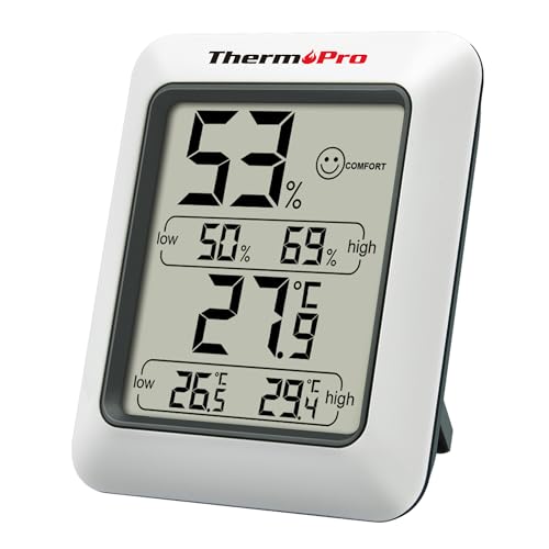 ThermoPro TP50 digitales Thermo-Hygrometer Innen Thermometer Raumthermometer mit Aufzeichnung und Raumklima-Indikator für Raumklimakontrolle Klima Monitor