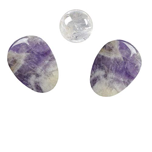 Lapis Vitalis Augensteine Set Amethystquarz - Hochwertige violette Edelsteine - Stein-Set für Behandlungen & Massage - Edelsteine Set inklusive Massagekugel aus Bergkristall & Anleitung