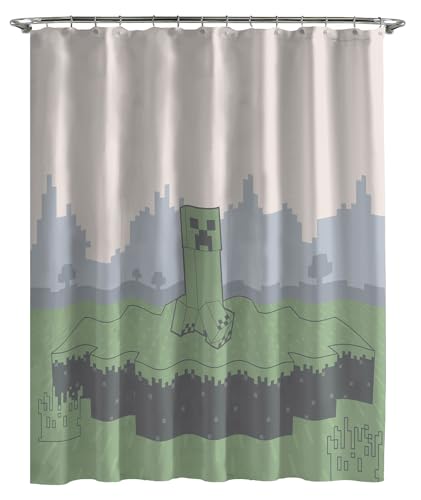Jay Franco Minecraft Creeper Duschvorhang 178 x 182 cm – Stoff Videospiel Badezimmerdekoration