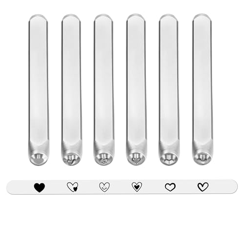 Filhonme 6er Set Herz-Prägestempel aus Edelstahl– Perfekte Stempelwerkzeuge für Leder, Ton, DIY-Handwerk und Schmuckherstellung