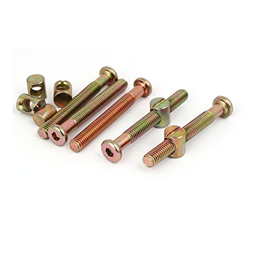 sourcing map 5 Set M8x65mm Bronzeton Verhexen Schlüsselantrieb Sockel Kappe Möbelbolzen Möbelanbietung mit Nuss 48mm Lang Gewinde