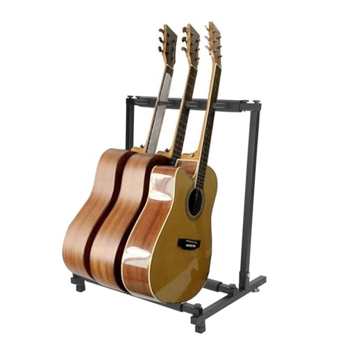 BALLSHOP 3-Fach Gitarrenständer Faltbar Tragbar Multistand Gitarrenstativ Multi-Gitarrenständer Mit 3 Halterungen Polsterung für Akustikgitarre Westerngitarre E-gitarren