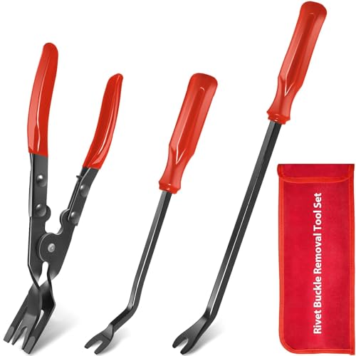 XQX 3-teiliges Auto-Clip-Zangen-Set und Befestigungsentferner, Auto-Nieten-Entferner, Hebelwerkzeug-Reparatur-Set mit Aufbewahrungstasche für Autotürverkleidung, Polster, Armaturenbrett